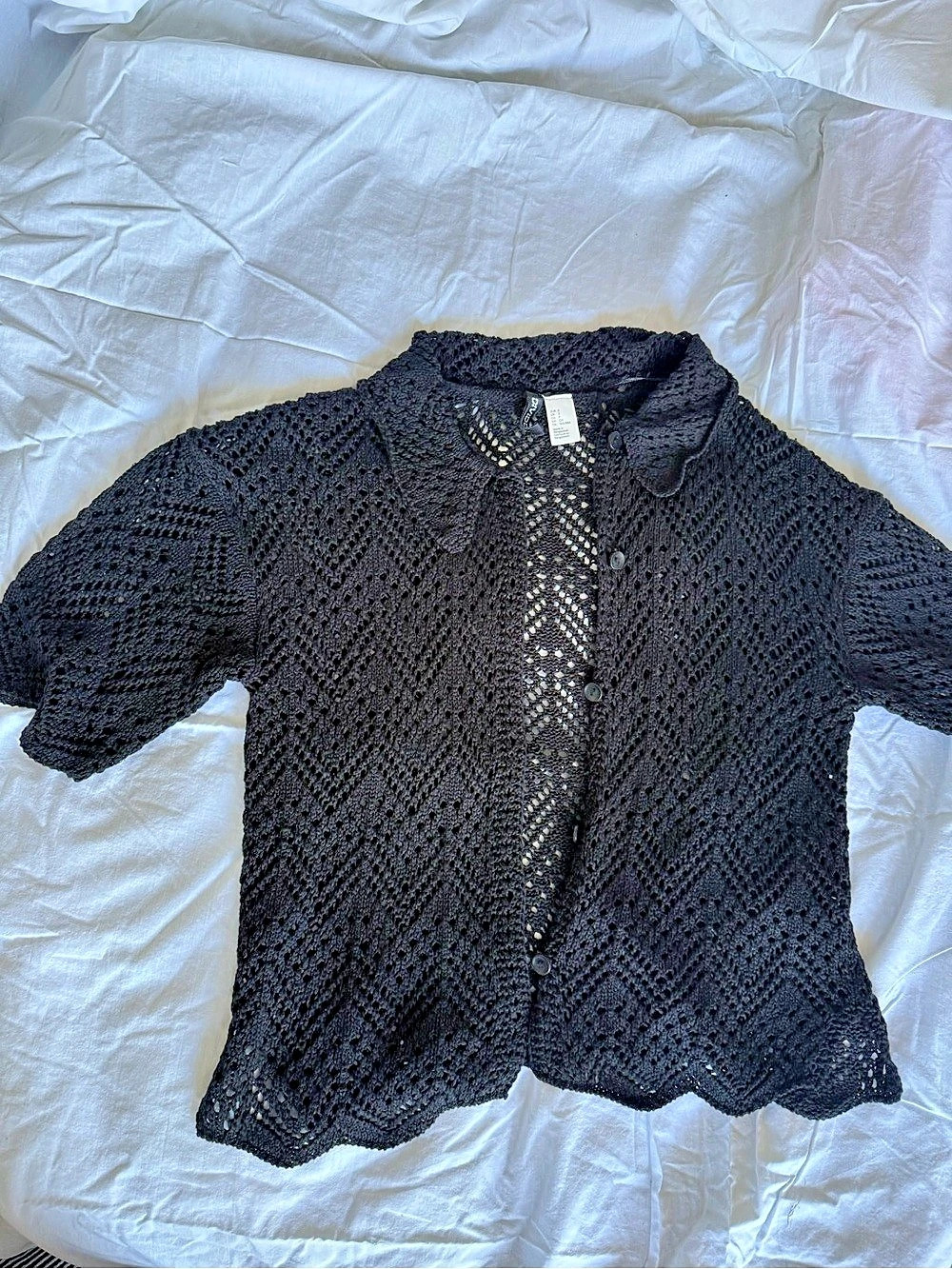 H&M Black Open-Knit Cardigan Size Medium Like New